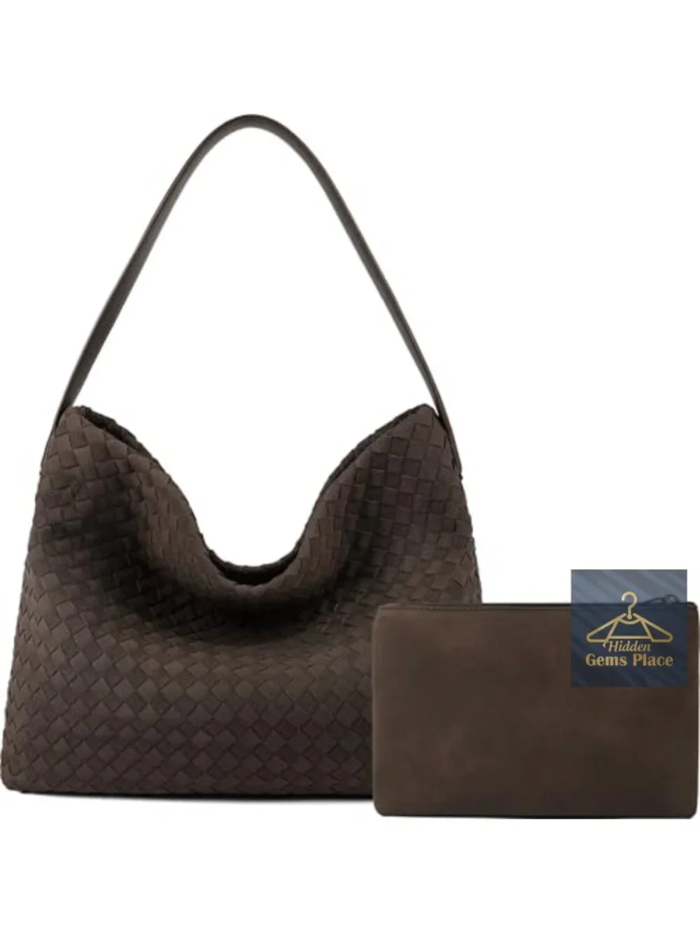 Suede Woven Top Handle Hobo Bag Tote with Magnetic Closure & Bonus Clutch